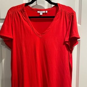 Chico’s Flutter Sleeve Tee Size 3 (XL), Orange